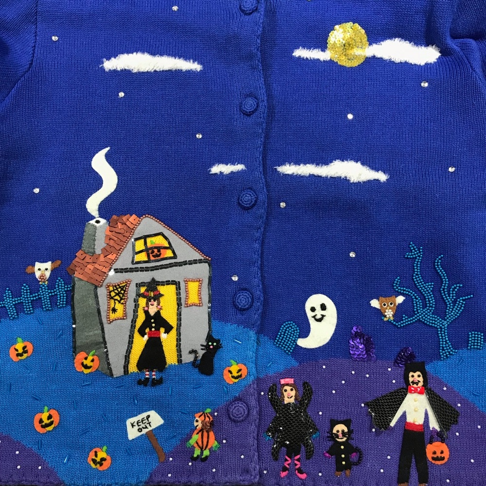 Vintage Michael Simon Halloween Cardigan Sweater ~ Women’s Large RARE